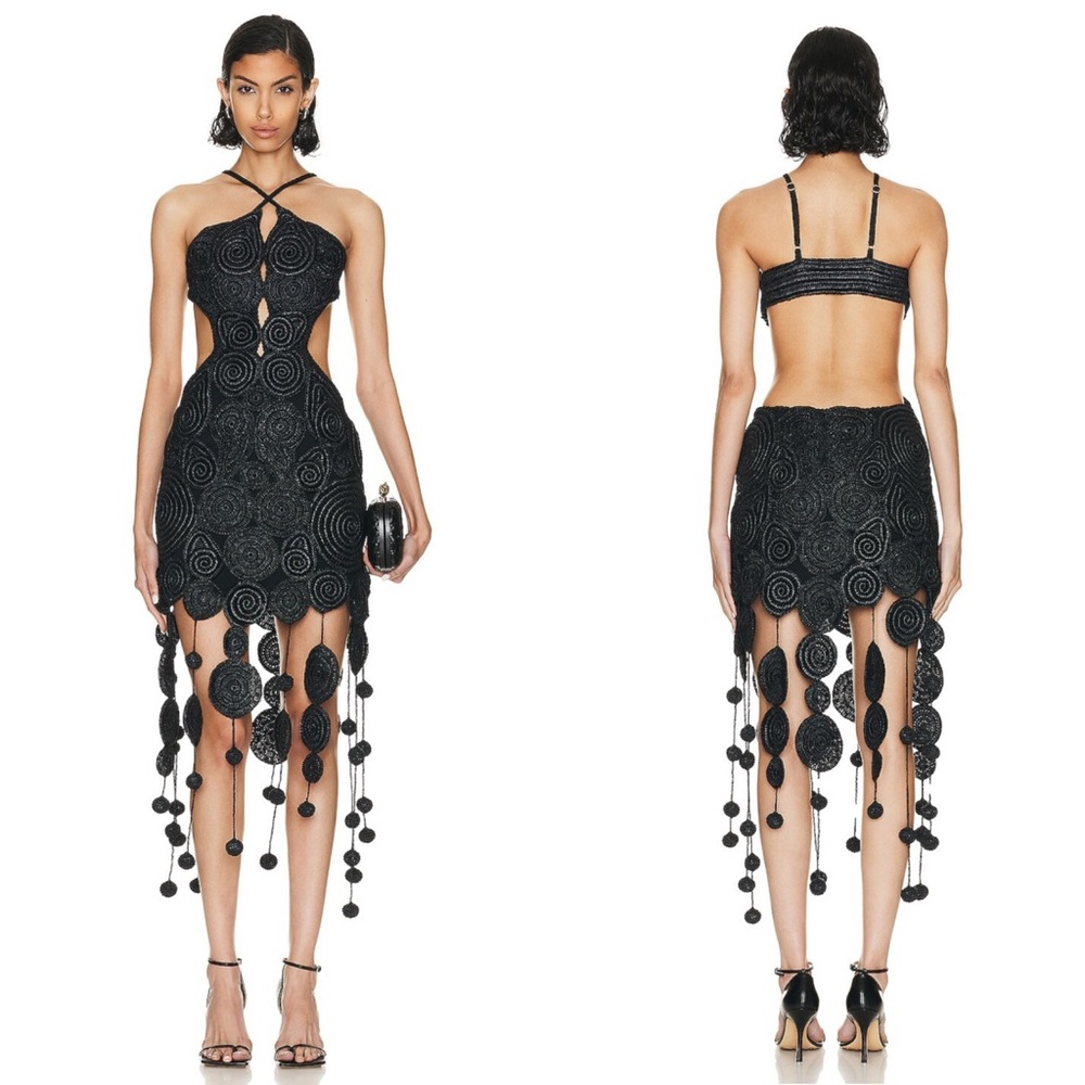 Cult Gaia Leela Crochet Black Dress Size XS - Picture 2 of 13